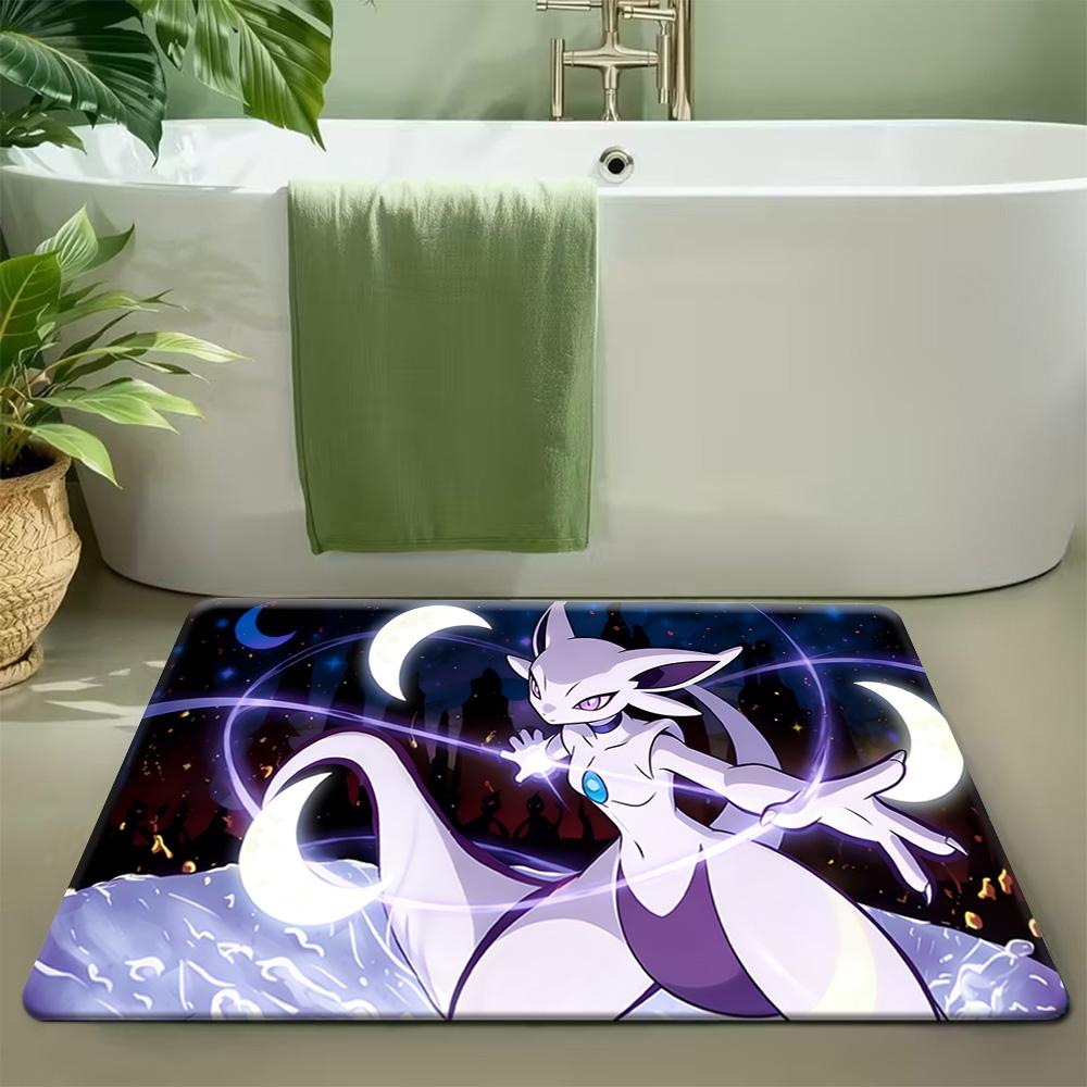 Pokemon Eeveelutions Rainbow Striped Print Non-slip Doormat Soft Floor Mat for Home Decor 40cm by 60cm