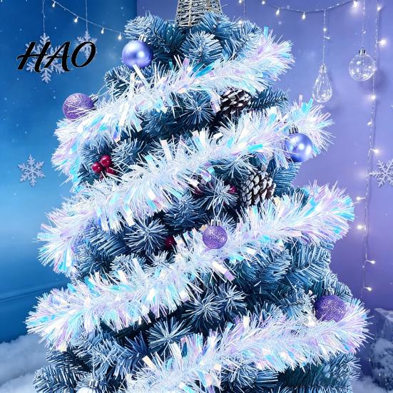 Rainbow Foil Tinsel Garland 78 Inch Christmas Garland, Iridescent Metallic Twist Shiny Reusable Party Backdrop Glitter Streamers for Tree Fireplace