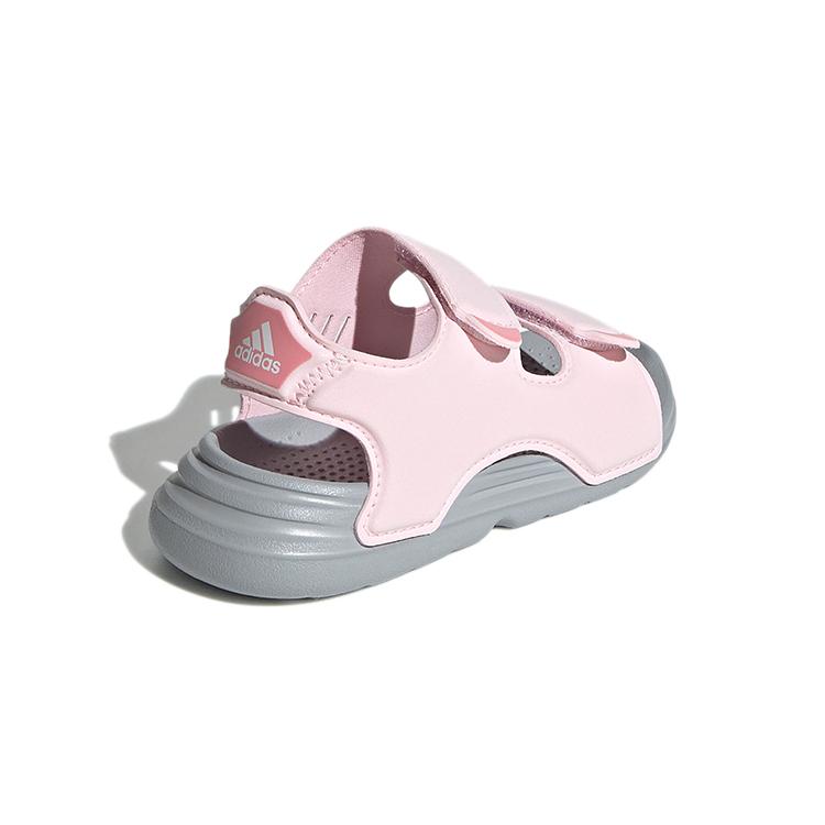 adidas Swim Synthetic Leather Slip Resistant Anti Kick Cushioning Low Top Toddler Shoes Pink Gray FY8065