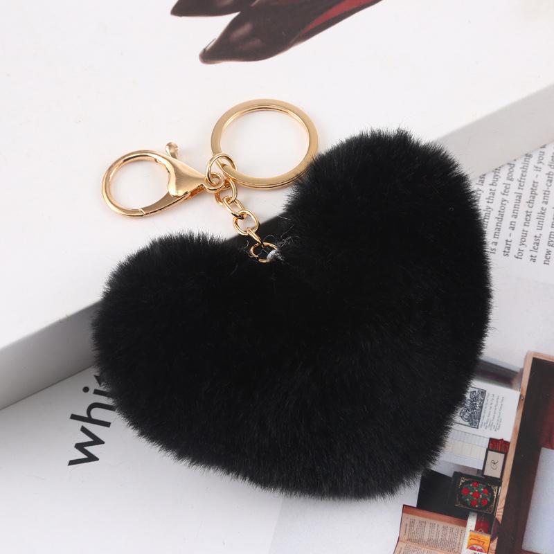 Fashion Cute Fluffy Heart Fur Keychain Soft Plush Leopard Print Pendants Kawaii Bag Car Charm Stuffed Toy Valentine'S Day Gifts