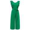 Lace Up Ruffle Sleeveless Women's Solid Color Summer Jumpsuit Straight Trousers