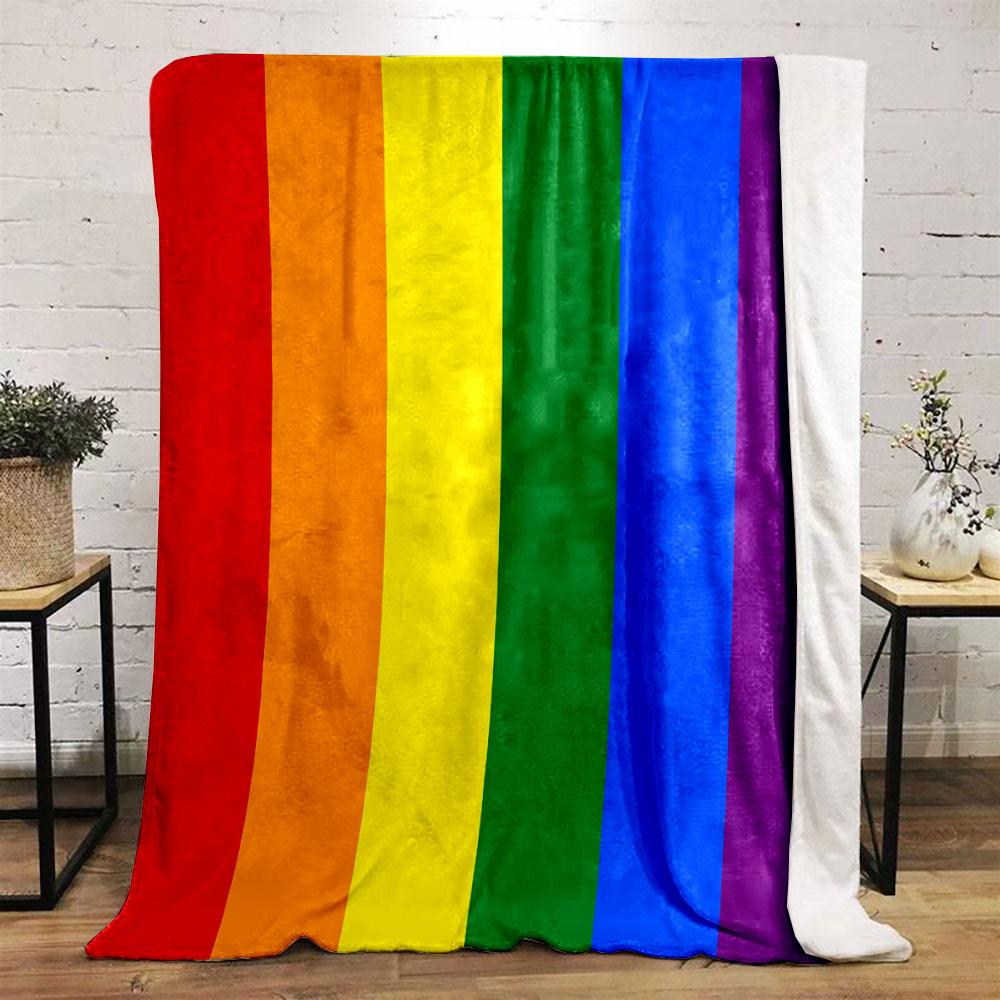 Rainbow Striped Blanket bedroom Blanket for Livingroom Couch lunch break Soft throw for Friend's festival Gift