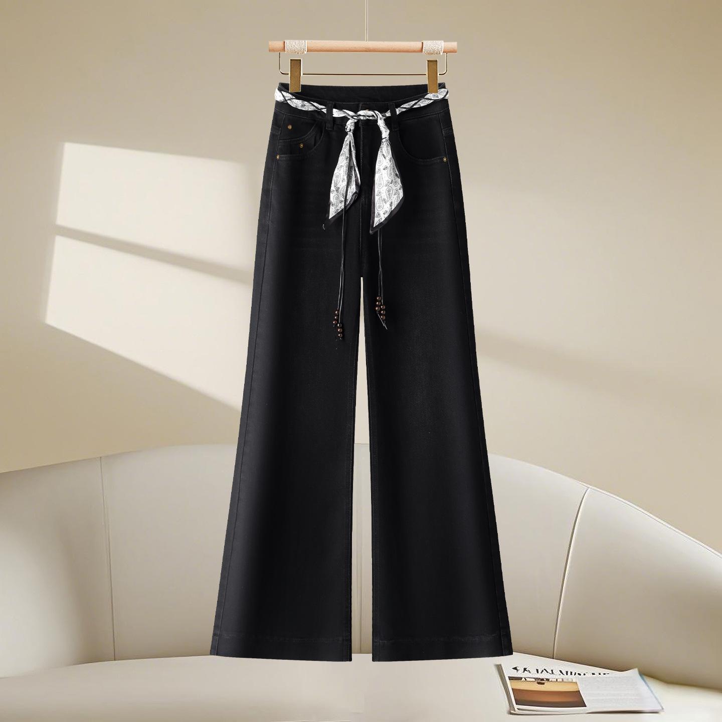 

Women s High-End Black Denim Bootcut Pants: Autumn 2025 Slimming Retro Straight-Leg with Elegant Style XL чорний