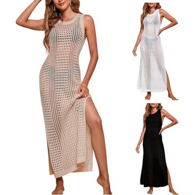 Maiô feminino cobrir biquíni sem mangas saia de praia crochê oco cobrir viagem à beira-mar cobrir