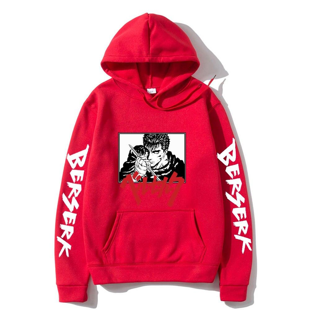 

Berserk Anime Hooded Guts Eyes Printed Men Women Manga Hoodies Vintage Pullover Casual Loose Sweatshirt Harajuku Male Streetwear 4XL красный