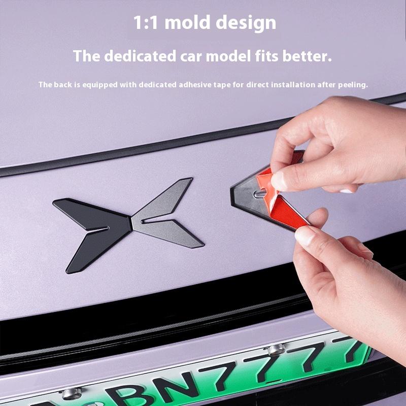 For Xpeng P7+ Xiaopeng P7+ Car Emblem Blackening Modification Front Head Emblem Decal Glossy Black Rear Emblem