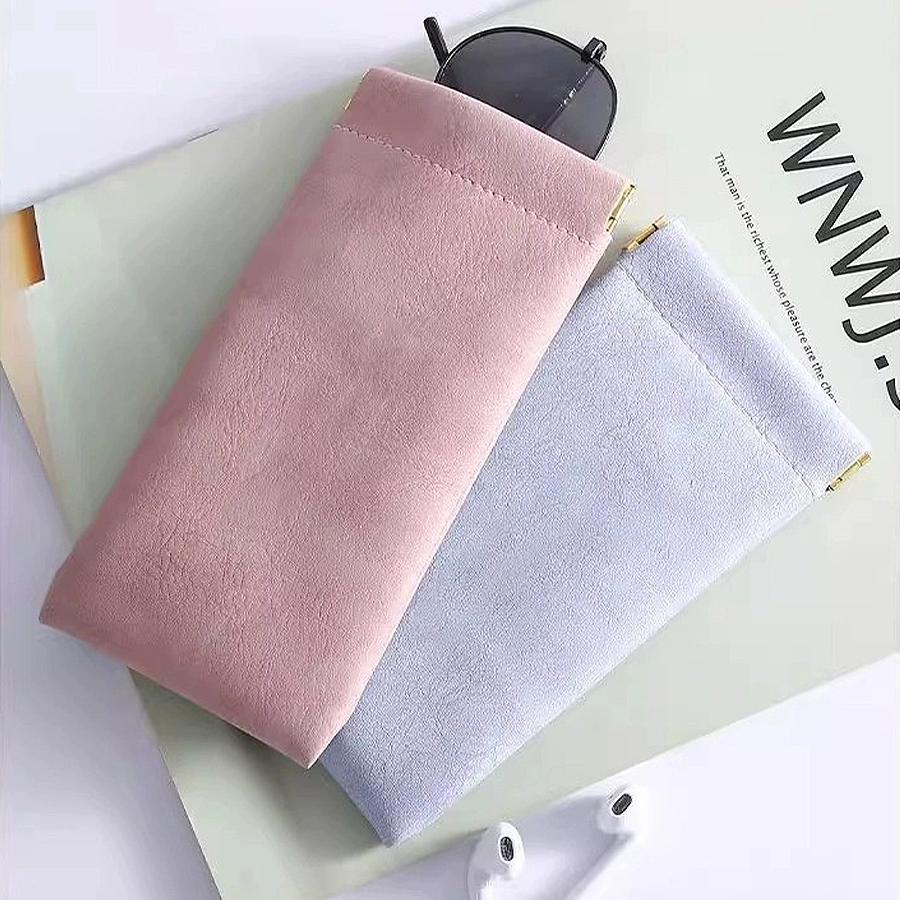 Self-closing Eyeglasses Bag Imitation Sheepskin Leather Glasses Holder Soft Velvet Interior Travel Protective Sunglasses Case
