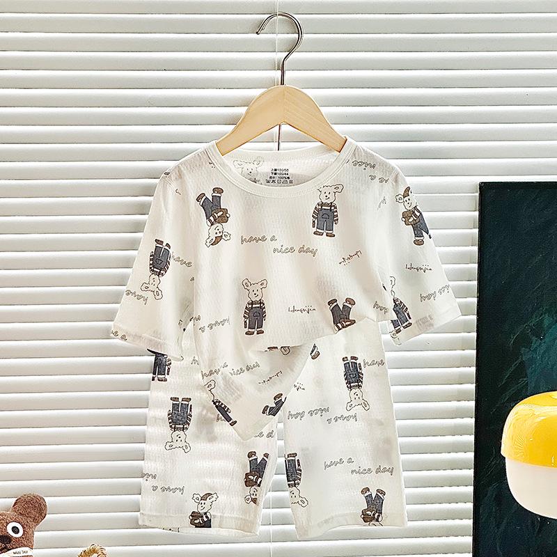 Kids' Pure Cotton Summer Pajama Set: Boys & Girls Three-Quarter Sleeve Homewear