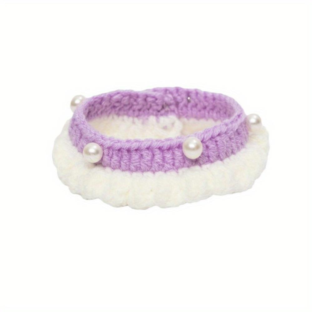 

Handmade Knitted Pet Scarf Collar - Wool Woven Crochet Bandana, Dog Cat Kitten Clothing Accessory for Photography Props M фиолетовый