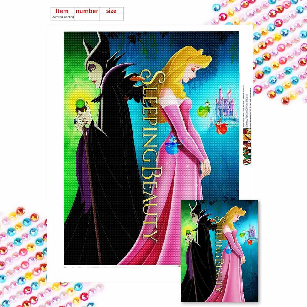5D Diy Diamond Painting Sleeping Beauty and The Wicked Witch Full Drill Rhinestones Mosaic Embroidery Handmade Products Home Decor Gift