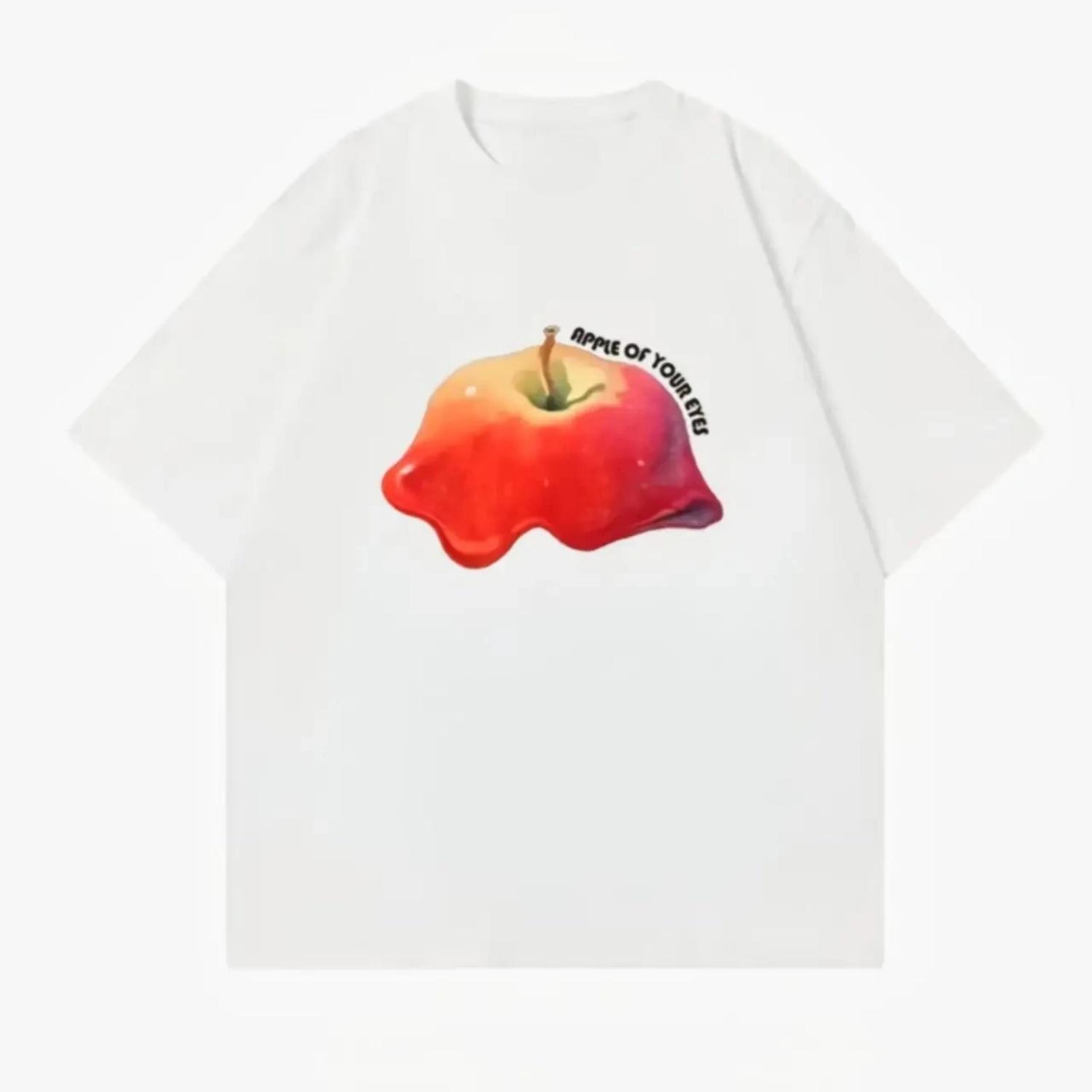 

Melted Apple Pattern Printed Women s T-shirt Short Sleeve Round Neck Casual Summer Clothing Sleeve Round Neck Aesthetic Clothes S чёрный