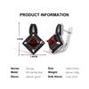 Simple design 925 Sterling silver clasp earrings Natural square 7.0mm garnet gemstones fine jewelry for women's engagement gifts