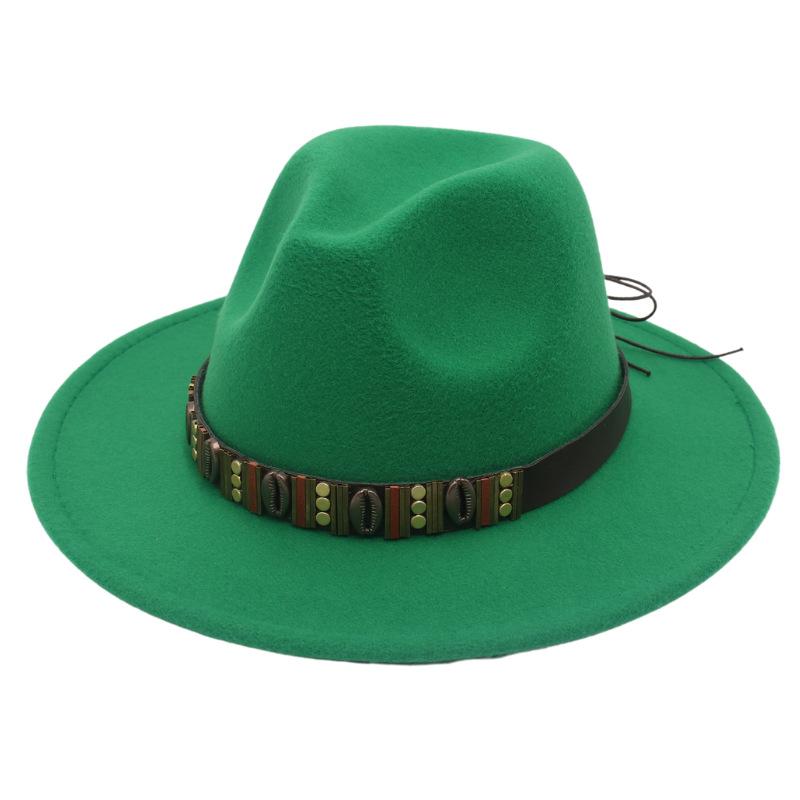 Ethnic Jazz Hat Metal Shell Belt Accessories Top Hat Dress Concave Gentleman Hat