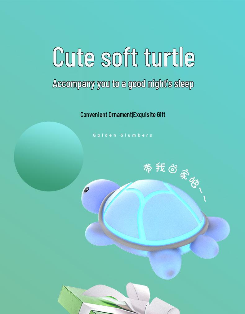 Turtle Silicone Night Light – USB Rechargeable, Cute Cartoon Design for Kids' Bedrooms