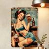 Vintage 1PC Pin Up Metal Tin Sign Retro Iron Wall Art Home Decor