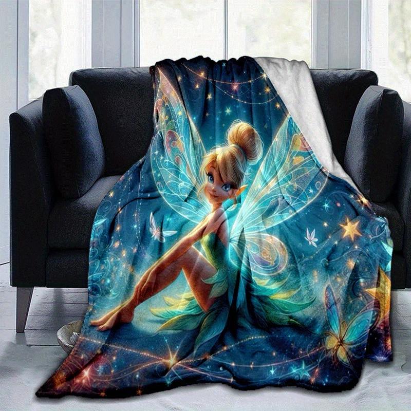 

1pc Tinker Bell Printing Blanket - Soft, All-Season Throw for Office Blanket, Car, Travel 80cmx120cm(31inx47in)