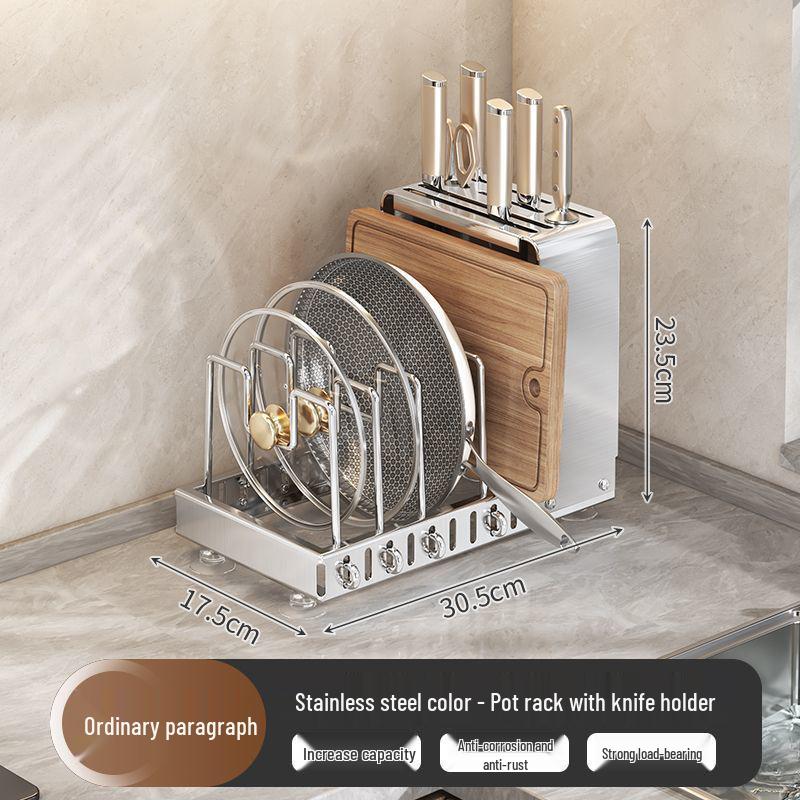 Extendable Stainless Steel Cookware Storage Rack for Kitchen Shelves and Under Sink Cabinets