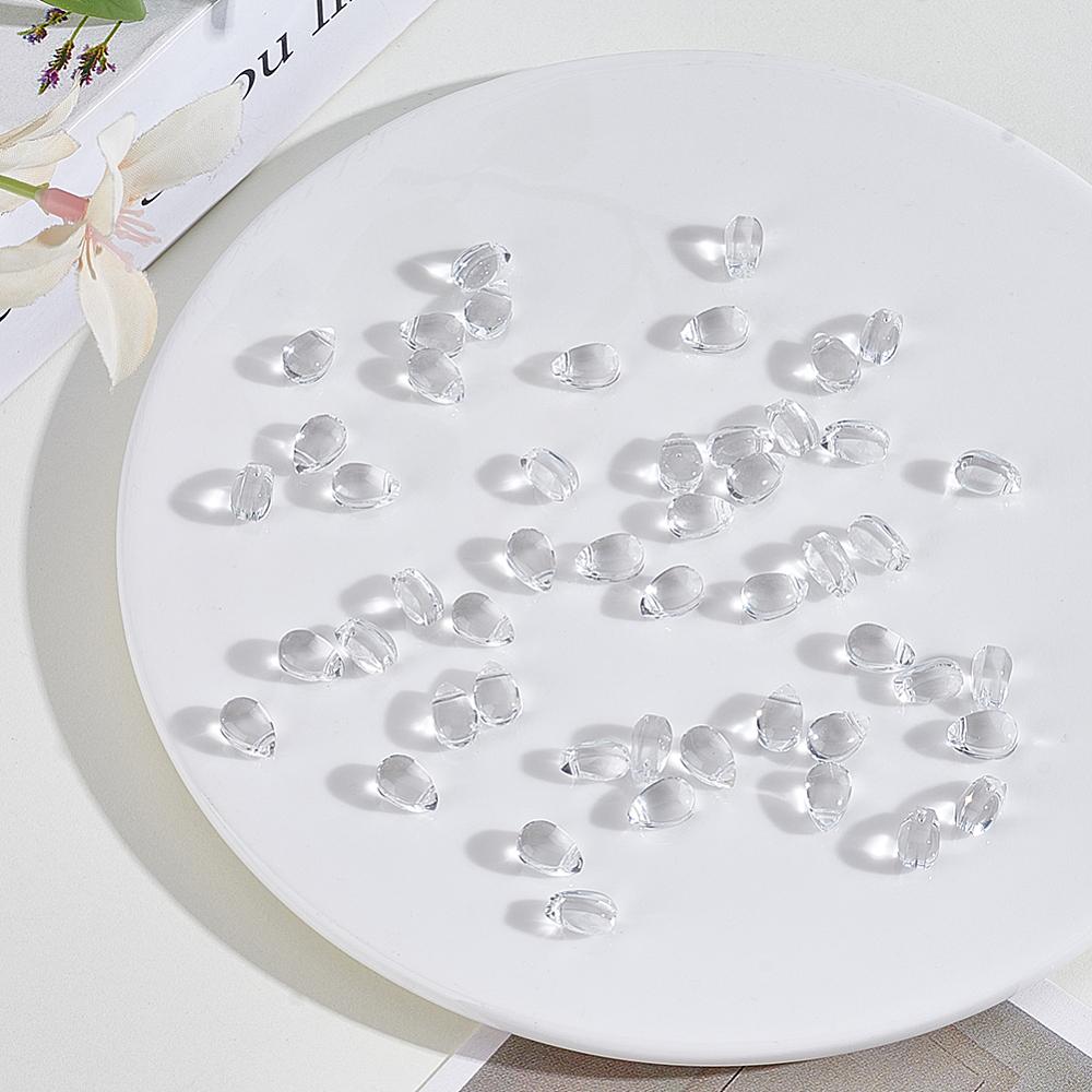 1set 150pcs Transparent Lampwork Teardrop Clear 9x6x5.5mm Hole: 1mm
