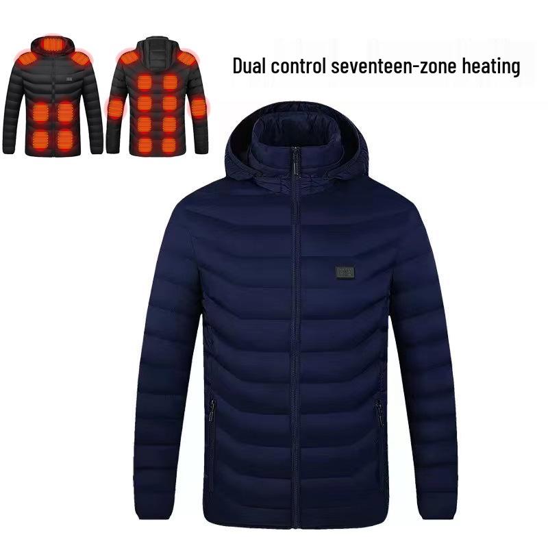Men's Dual-Control USB Heated Cotton Coat with Nine-Zone Electric Heating