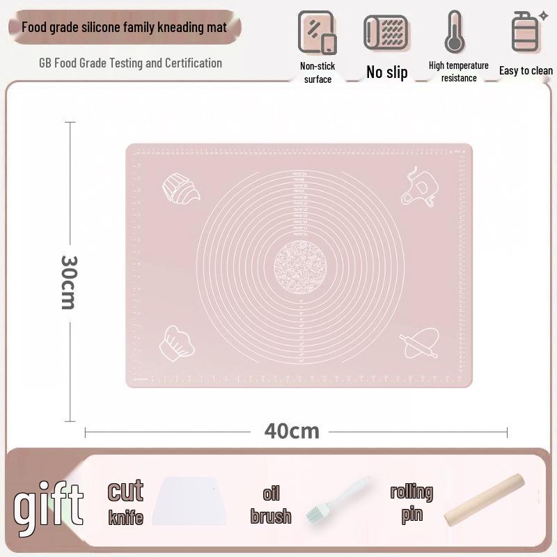 Rutschfeste Silikon-Knetmatte & Teigroller für Teigtaschen - Übergröße, Lebensmittelgeeignete Teigplatte
