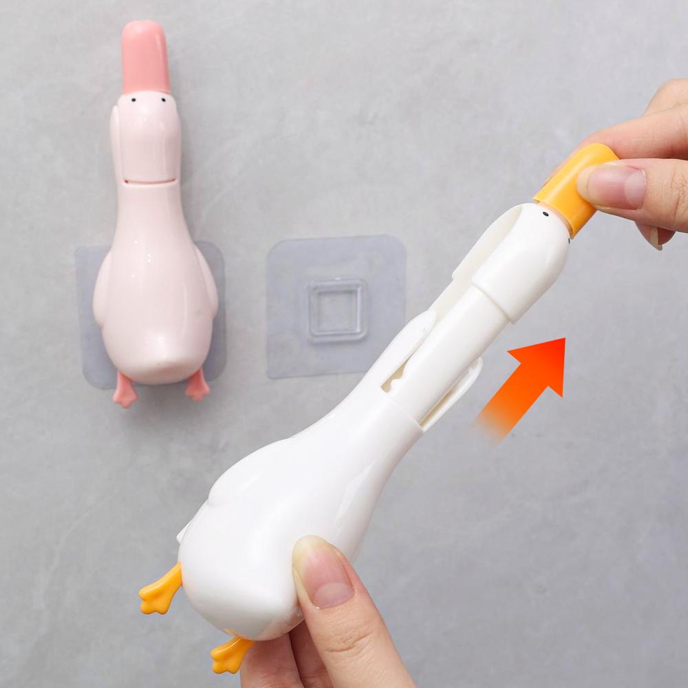 Kitchen Sink Cleaning Tools ABS Wall-mounted Cute Duck Bathroom Hair Remover Clips Stabilizing Clip Household Cleaner Accessory