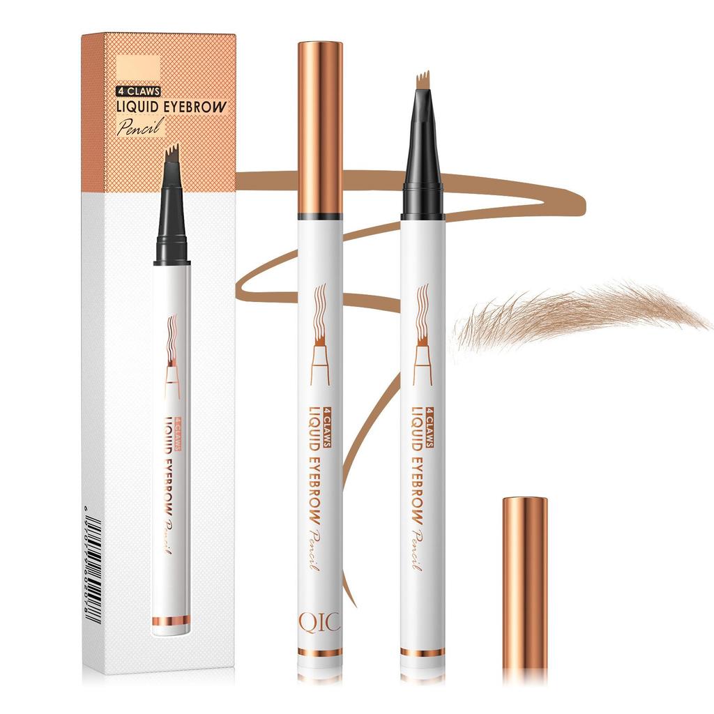 QIC Ultra-fine Four-pronged Water Eyebrow Pencil, Long-lasting Waterproof, Sweat-proof and Non-smudging Liquid Eyebrow Pencil, Four-claw Wild Eyebrow.