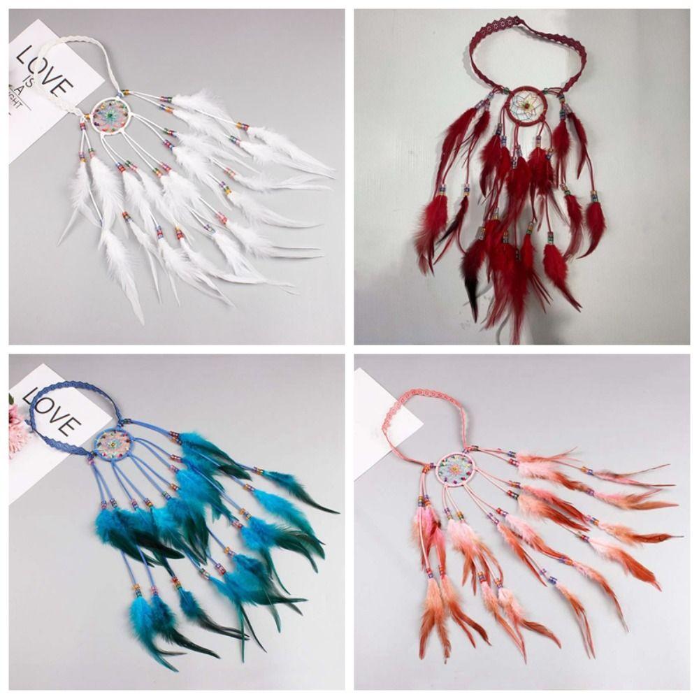 Ikonisches Traumfänger-Netz Boho Quasten-Kopfschmuck Stammes-Feder Haarverlängerungen Freigeistige Mädchen