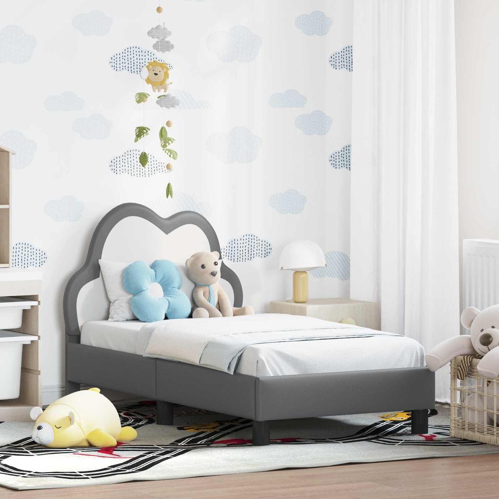 Kids Bed Frame with Headboard Light Grey 70 X 140 Cm PU