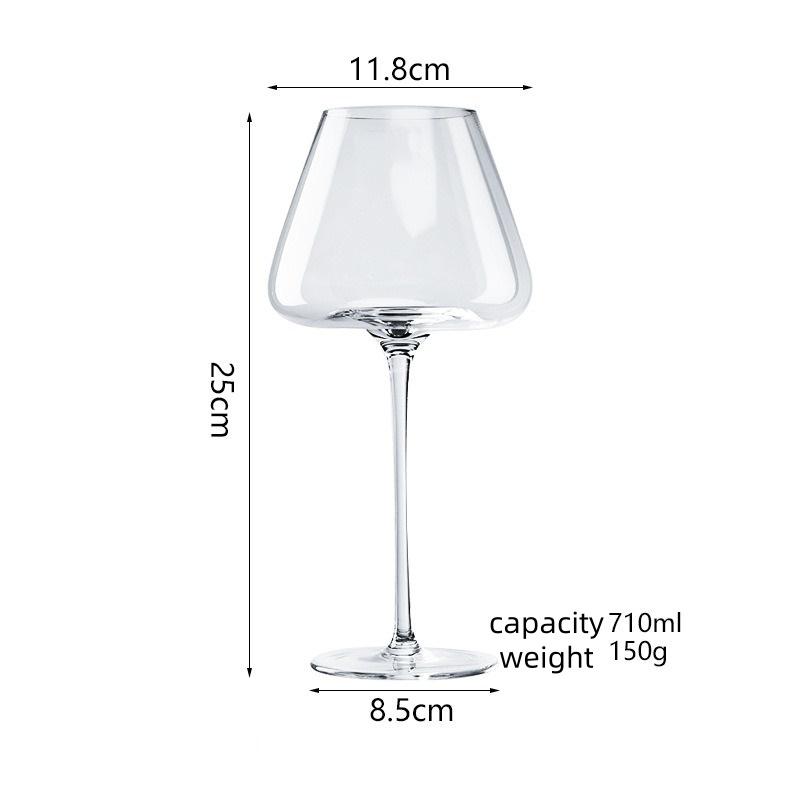 Red Stem Wine Glass Set, Hand-Blown Crystal Burgundy Glasses for Red Wine & Champagne