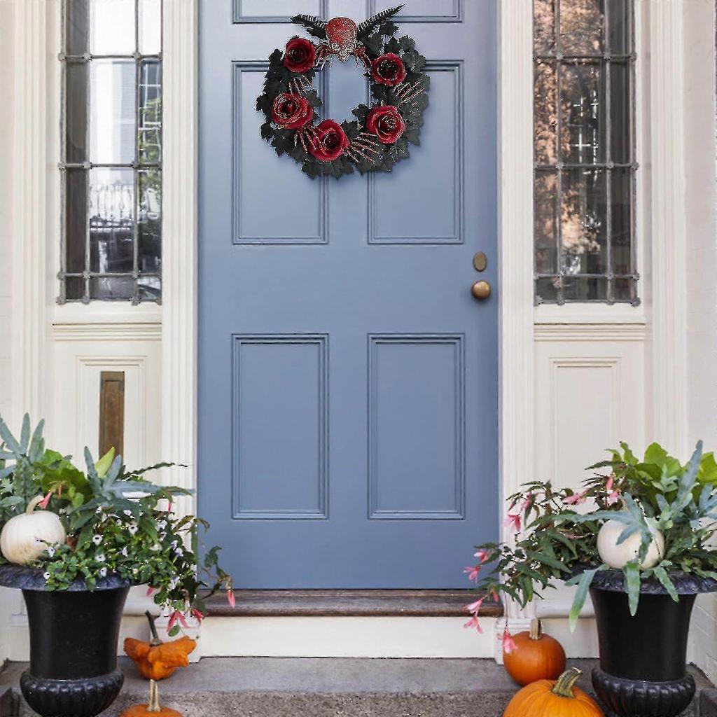 Decoration Halloween Wreath Lights Mesh Wreath With Gnome - Door Wreath Plastic Wreath Decoration For Outdoor