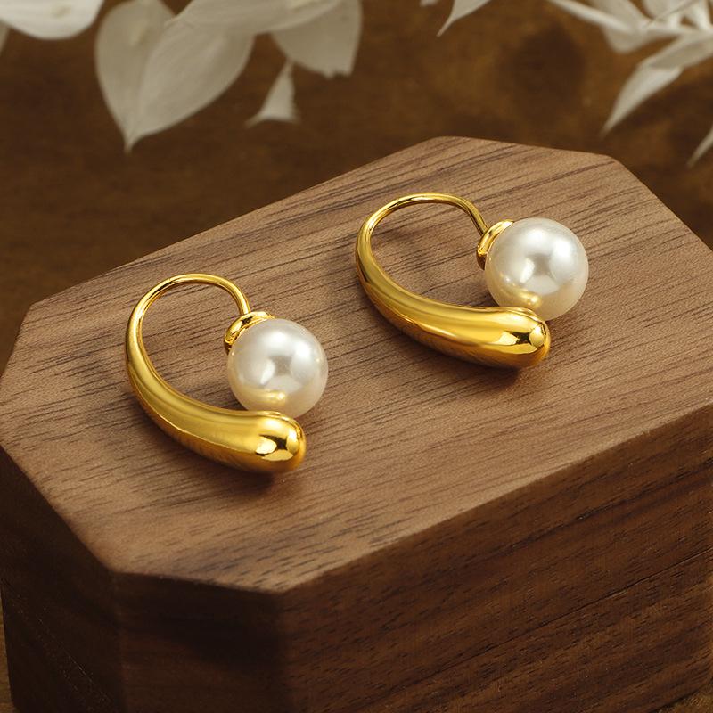 2024 French Pearl Teardrop Hook Earrings - Unique Niche Design