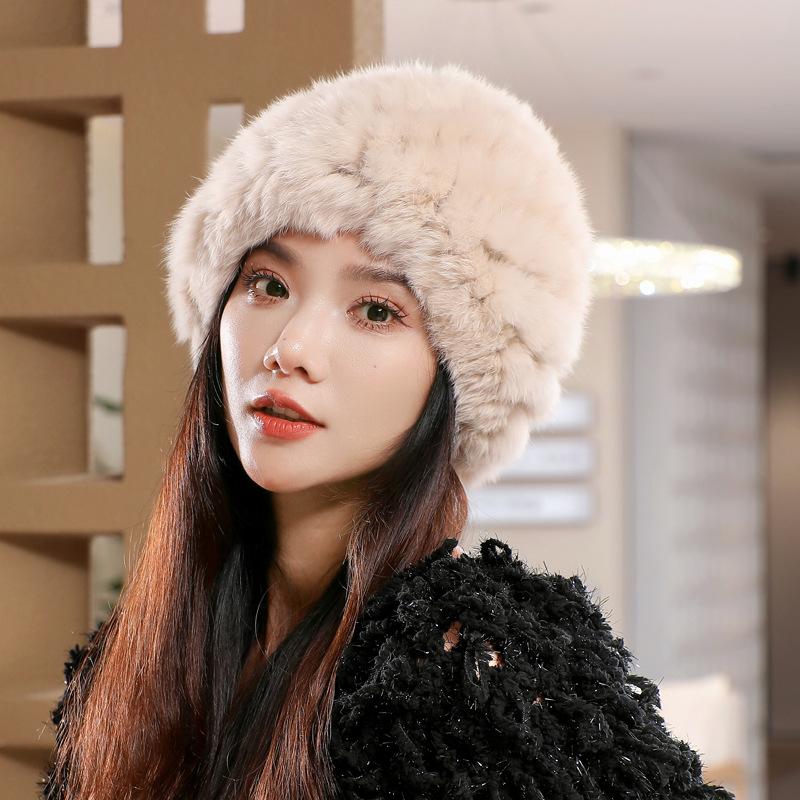 New Rabbit Fur Hat Women's Autumn and Winter Thickened Wool Hat Fur Ear Protection Plush Hat