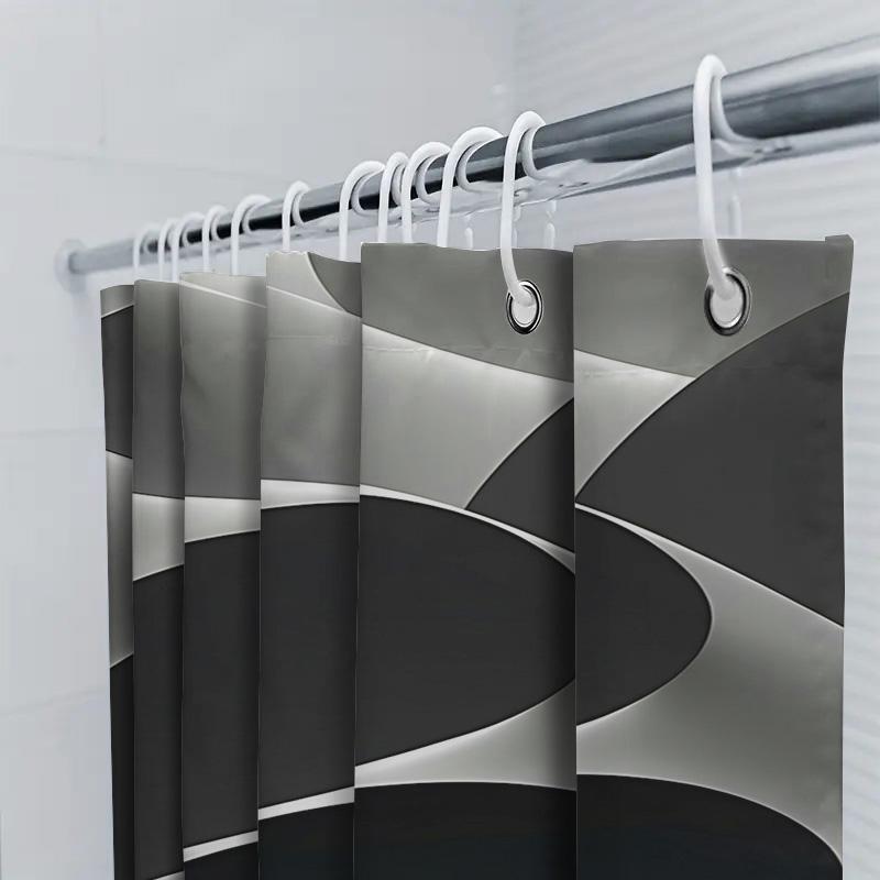 Modern Bathroom Decorstylish Black White Shower Curtain With Gradient Dark Blue Design For Bathtub Perfect Home Improvement Addi