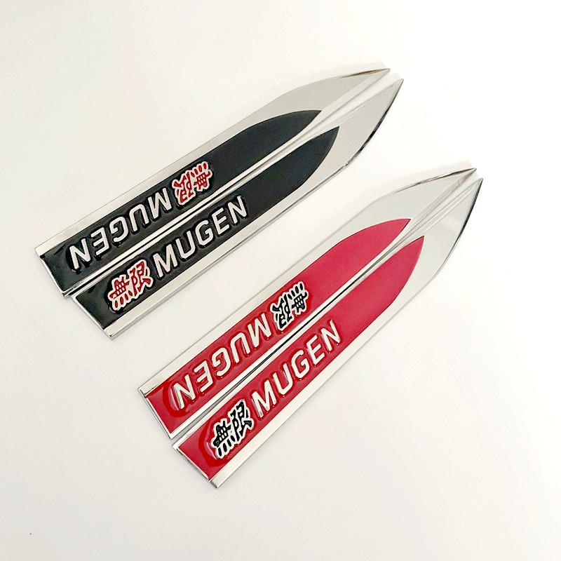 1Pairs 3D Metal Mugen Side Fender Emblem Badge Sticker Car Body Styling Accessories For Honda Civic Odyssey Accord CR-V FIT City