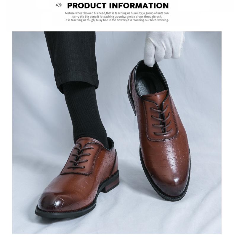 Men's Large Retro British Style Leather Dress Shoes - Fashionable, Lace-up, Formal Business Banquet Attire