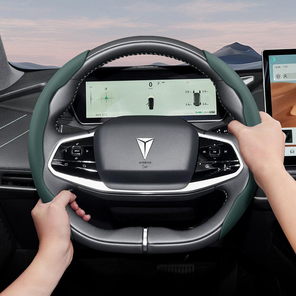 bpzsw1 Suitable for Gwm Deepal Breathable Perforated Leather Steering Wheel Cover with Segmented Quick-Release Design, Non-Slip and Durable, S05 S07