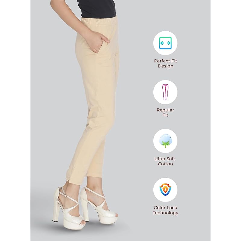 Lyra Women Solid Premium Cotton Kurtipant | Mid-Waist | Fashionwear L