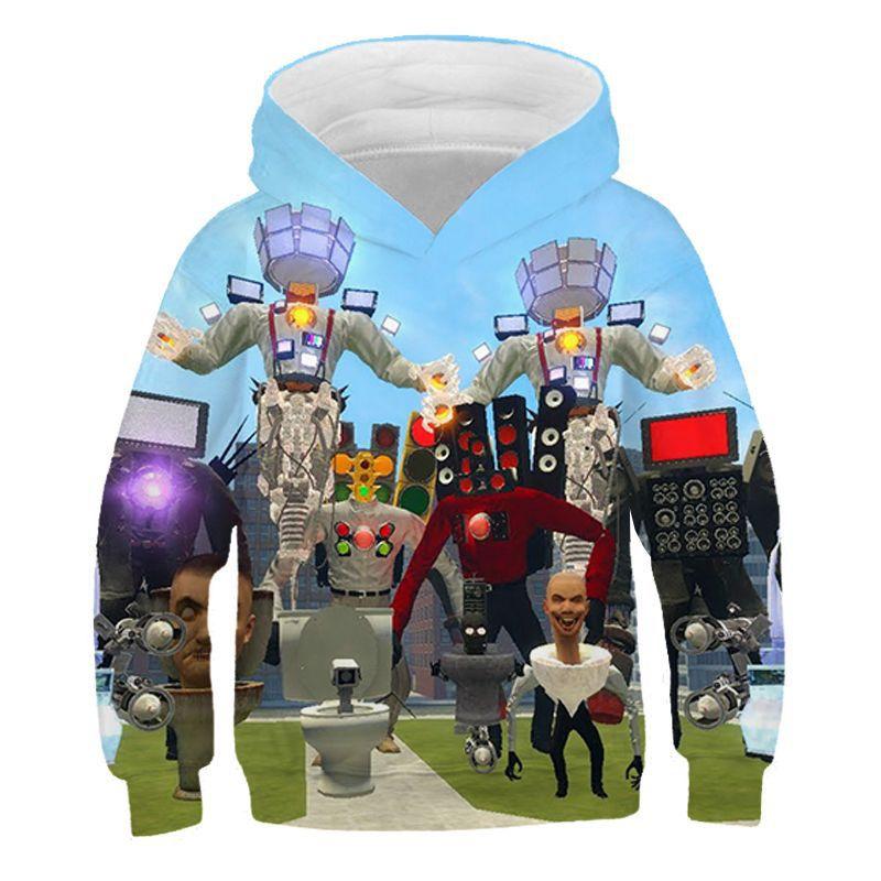 Autumn 3D Game Skibidi Toilet Printing Hoodies For Children Fashion Streetwear Hooded Sweatshirts Harajuku Cool Clothing