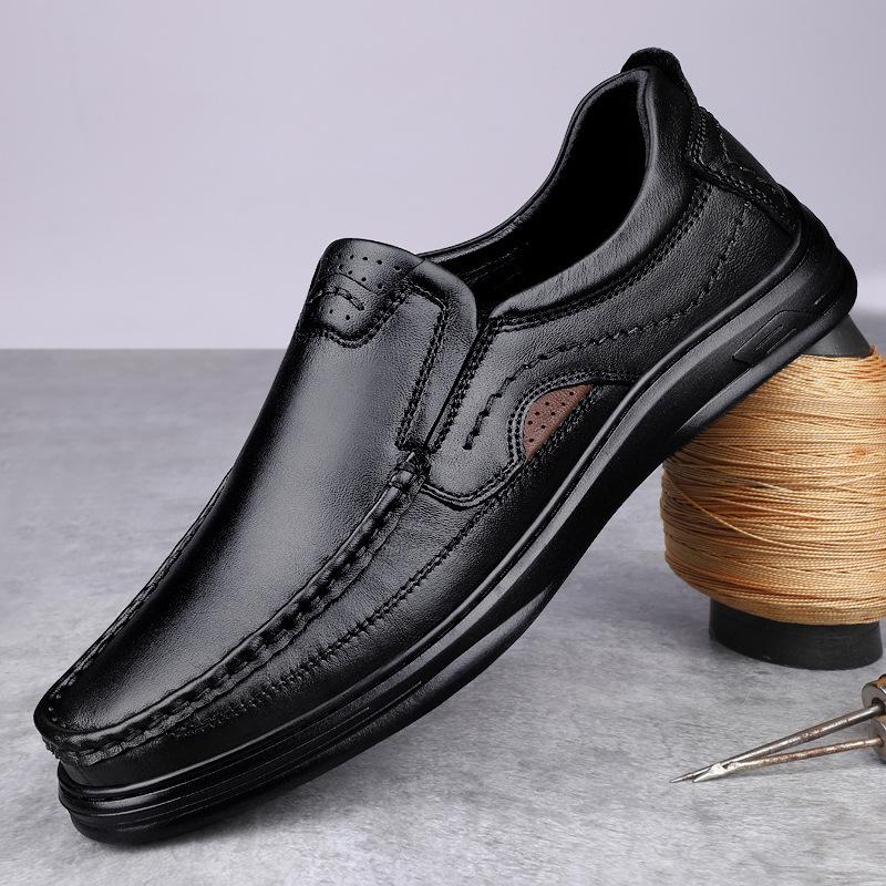 Men s Genuine Leather Breathable Slip-On Casual Driving Loafers 41