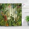Tropical Paradise Shower Curtain, Exotic Plants & Animals, Waterproof for Bathroom Decor, Enhance Home with Nature's Beauty