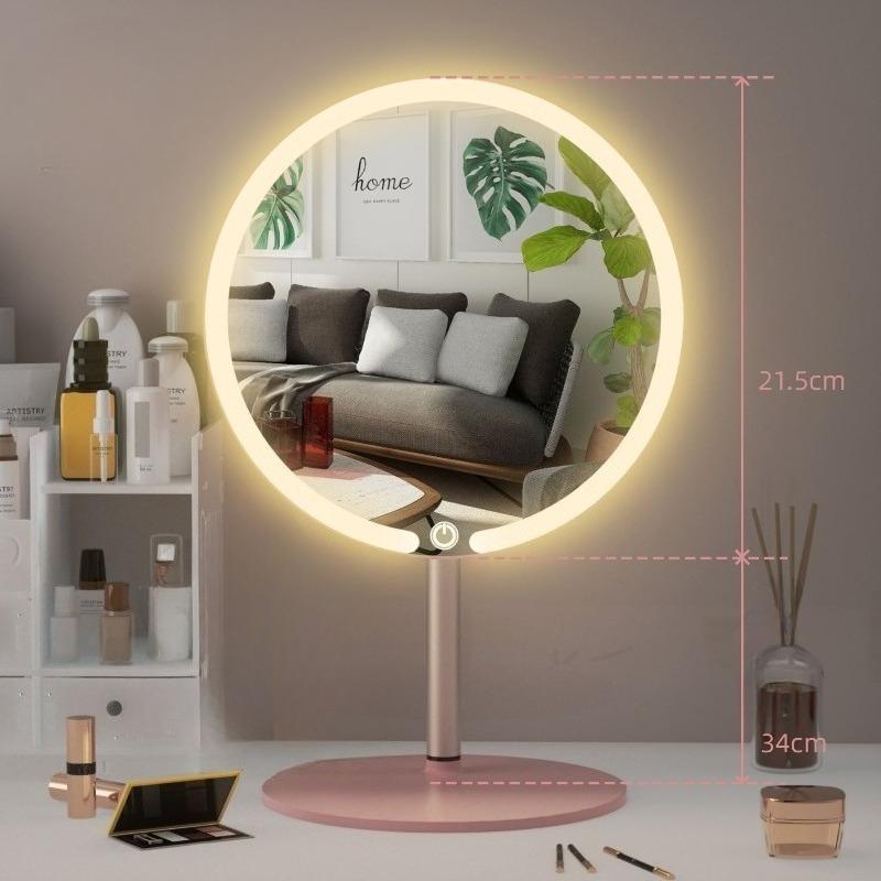 

Lighting Makeup Mirrors Desktop Mirror Living Room Portable Dressing Table Accessories Household Foldable Aesthetic Ornaments