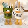 Cartoon Pen Holder Desktop Pen Organizer for Office Desk Storage Cute Pencil Marker Holder Simple Retro Storage Bucket