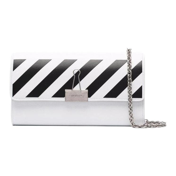 

Off-White Metal Clip Caution Stripe Leather Crossbody Shoulder Bag Unisex bags White OWNR007F21LEA0010110 Basic Set (Bag+Dust Bag)