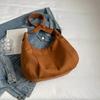 Japanese Harajuku Half Moon Bag with Adjustable Strap Large Capacity Canvas Solid Color Crossbody Shoulder Bag for Unisex  Khaki