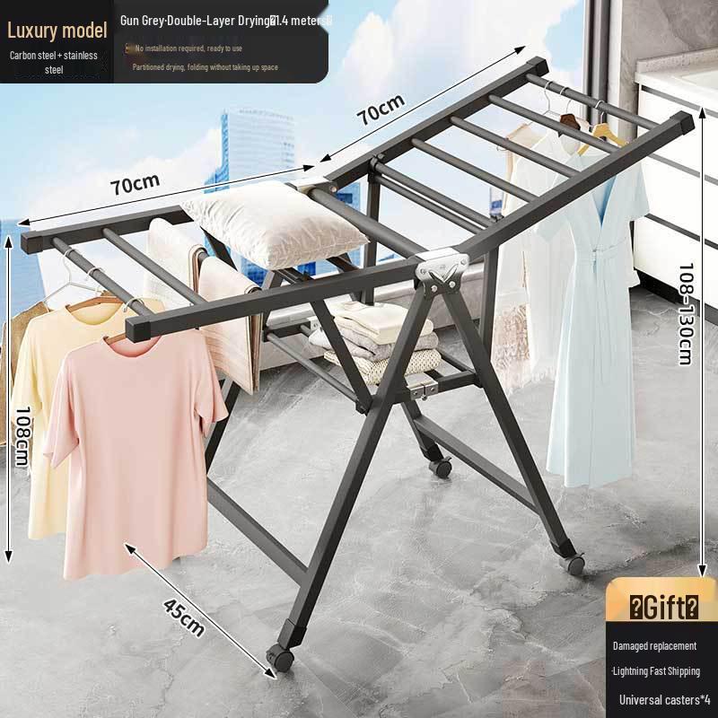 Wing-shaped Multi-purpose Folding Clothes Rack for Home, Bedroom, and Balcony