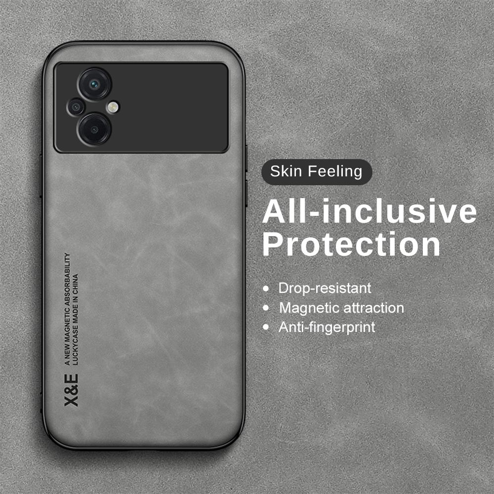 Pocom5 Case Plain Pu Leather Magnetic Cover For Xiaomi Poco M5 Pocom5 Pocco M 5 5m 4G Soft Frame Protection Back Shell Fundas