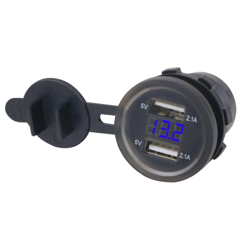 Dual USB Car Socket 12-24V Voltmeter LED Car Accessories Power Adapter