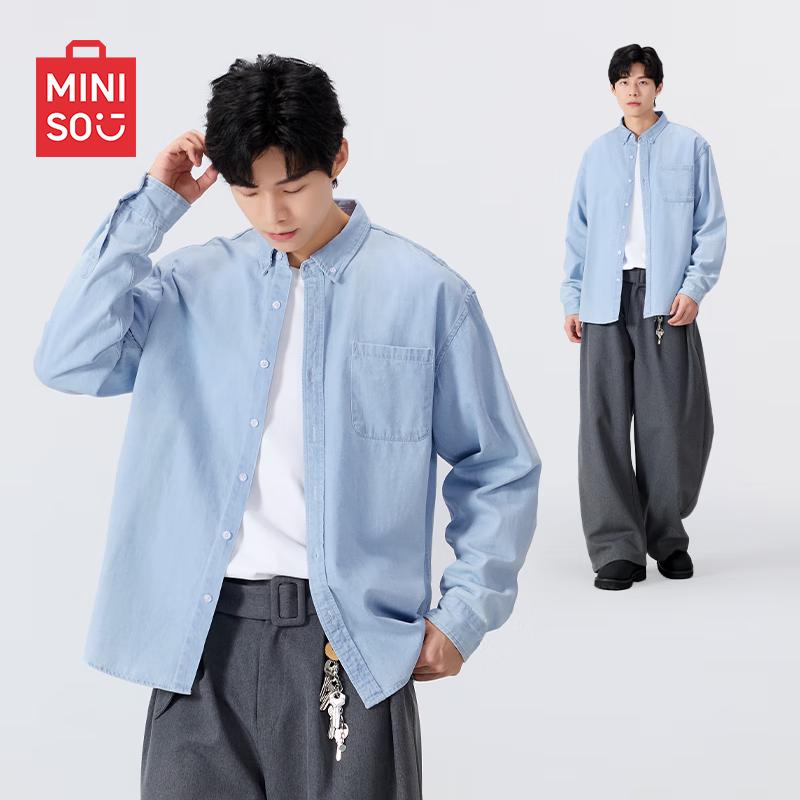MINISO Men s Washed Denim Shirt L