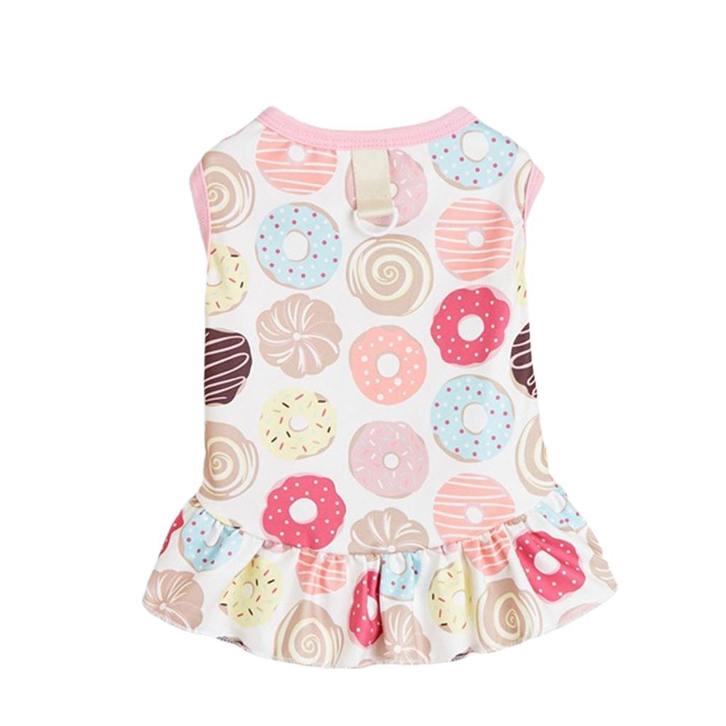 Cute Print Skirt for Small Dogs Sweet Cats Dogs Dress Summer Spring Small Dogs Traction Rings Comfortable Dogs Skirt