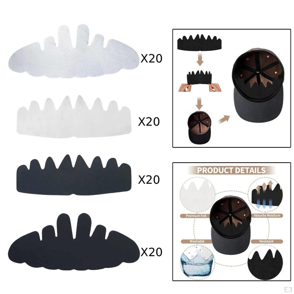 20 Baseball Cap Inserts Made of Felt with Sweat-Resistant Lining, Soft Brim Support And Breathable